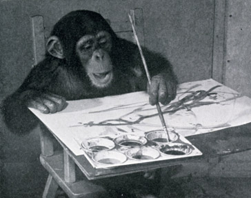 Scimmia che disegna