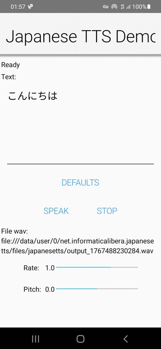 Japanese TTS offline Android Codename One
