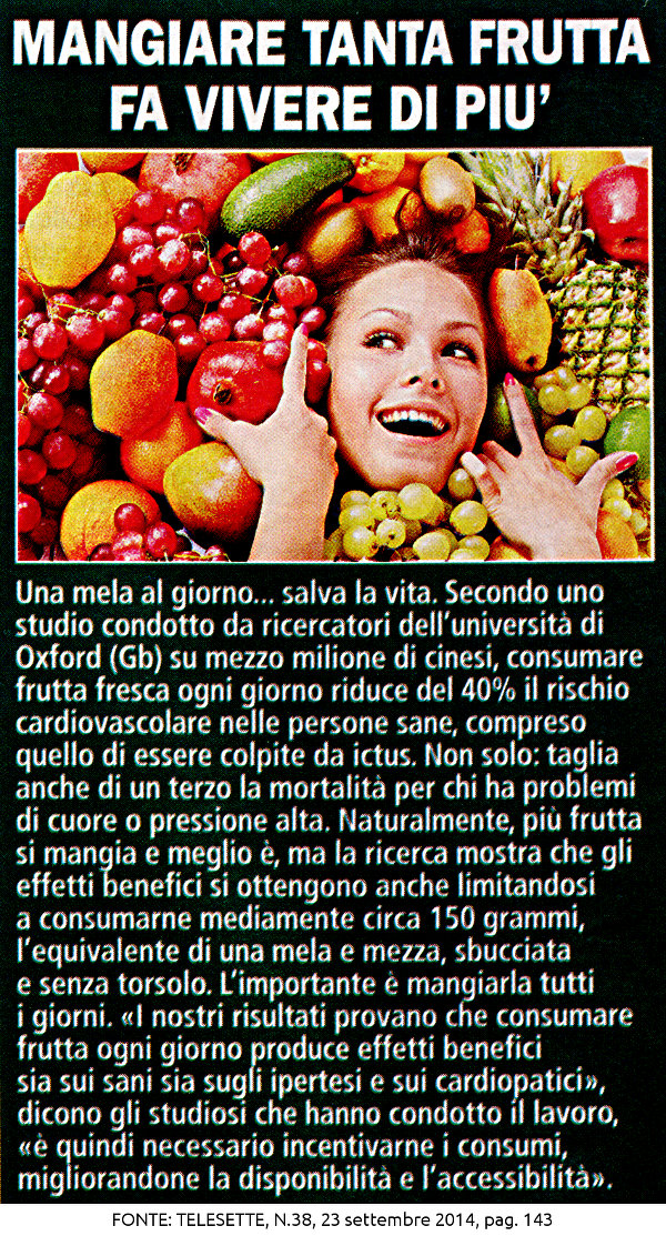Mangiare tanta frutta fa vivere di più!